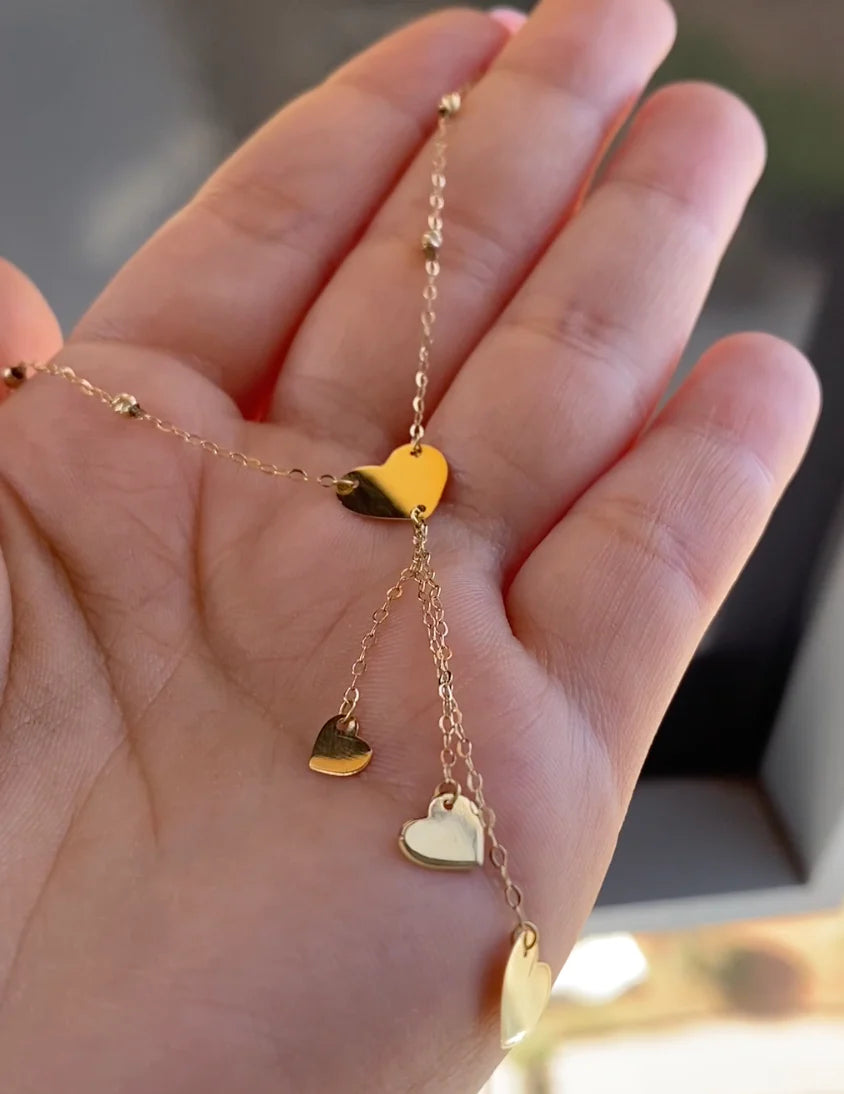 Ensemble avec Pendentif délicat du coeur en Or 18k ( Collier et Boucles D'oreilles )