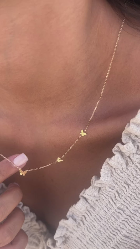 Collier Petits Papillons en Or 18k